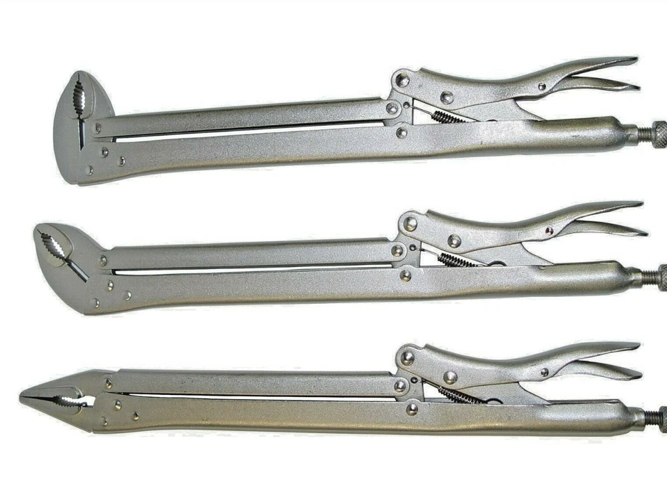 15" EXTRA LONG LOCKING PLIERS-- 3PC Set of Straight, 45 & 90 degree Bent Nose - Image 1 of 1