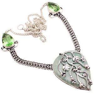 Amazonit Edelstein Versilbert Handmade Schmuck Halskette Geschenk 24 G N-1085 - Bild 1 von 3