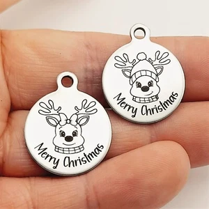 Christmas charms, Cute deer , Christmas, Pendant, jewellery supplies, craft - Picture 1 of 8