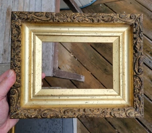 c1870 Outstanding Victorian Lemon Gilded Ornate Deep Miniature 4 7/8 x 7 Frame - Picture 1 of 7