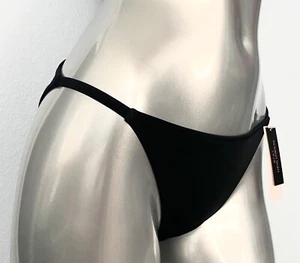 Victoria's Secret Swim Bikini Bottom Nwt Black Solid Sexy String Itsy Low Swim  - Picture 1 of 3