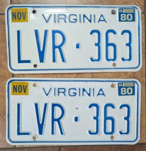 1980 Virginia License Plates LVR 363 - Picture 1 of 2