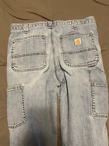 Distressed Carhartt Carpenter Jeans Relaxed Fit Blue 34 X 34 - Picture 1 of 9