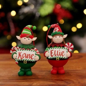 Elf Christmas Character Bauble, Personalised Christmas Decoration, 7cm, Ornament - Picture 1 of 8