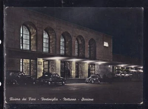 Cartolina Riviera dei Fiori Ventimiglia Notturno Stazione AUTO GA812 - Picture 1 of 1
