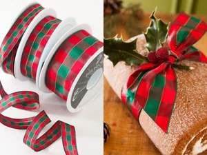 Nastro natalizio Berisfords Merriment Check larghezze 16 mm 25 mm 40 mm - Foto 1 di 6
