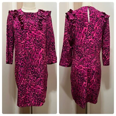 Juicy Couture, Vestido Para Mujer Estampado Animal Seda Volantes Talla 6 Foto 1 de 4