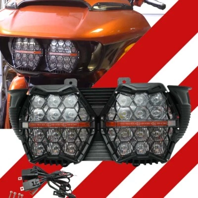 Faro doble LED blanco/ámbar más nuevo para Harley-Davidson Road Glide 2015-2024 Foto 1 de 4