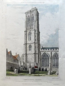BRISTOL TEMPLE TOWER HOLY CROSS CHURCH Hand Coloured Original Antique Print 1830 - Picture 1 of 1