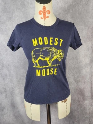 Camiseta gráfica retrô vintage modesta faixa de mouse azul feminina meninas L algodão feita nos EUA - Imagem 1 de 4