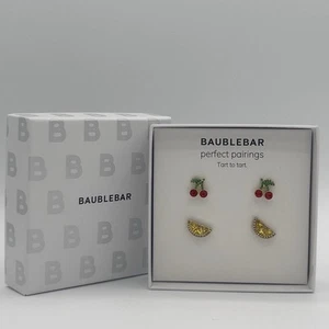 Baublebar goldfarben 2 Paar Ohrstecker Set Kirschen Kirsche Zitronen Bauble Bar - Bild 1 von 4