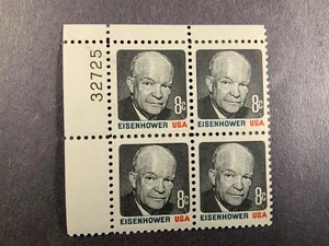 US Stamp Scott #1394, 8c, Eisenhower, Plate Block, OG, MNH - Picture 1 of 1