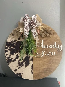 Welcome Sign for Front Door, Rustic round Wood Wreaths, Wall Hanging, Handmade - Picture 1 of 1
