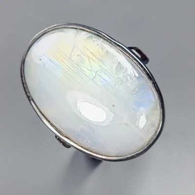 New year gift 36 ct Natural Moonstone Ring 925 Sterling Silver Size 7 /R436205 - Image 1 of 4