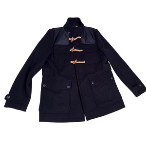 Topman Mens Duffle Coat Toggle Front Wool Blend Jacket Black Size L - Picture 1 of 9