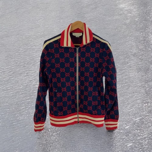 GUCCI Track Jacket Gg Jacquard S Cotone Nvy 496919 X9L13 Uomo Autentico #ED ZGA