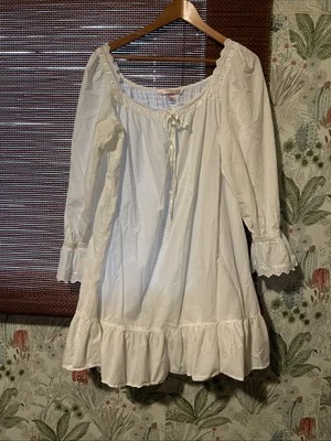 Victoria's Secret Y2K Cotton Ribbon eyelet lace square neckline Slip Dress - Image 1 of 4