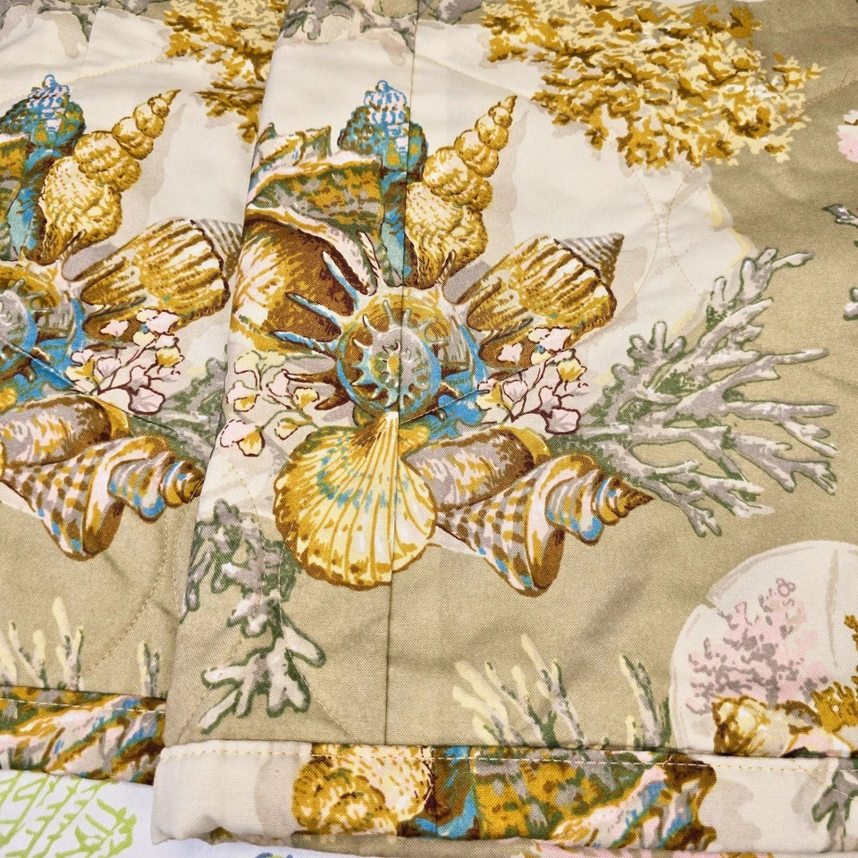 Lovely Coastal Beach Custom Made Bed Scarf Table Runner Shells Coral 25" X 91" - Image 1 of 4