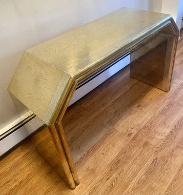 RODOLFO DUBARRY Console Table Handcrafted Brass & Pewter OOAK c. 1970’s Signed - Image 1 of 4