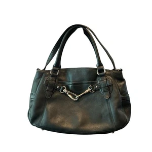 B Makowsky Black Leather Silver Hardware Shoulder Bag Handbag Purse Pebbled - Picture 1 of 15