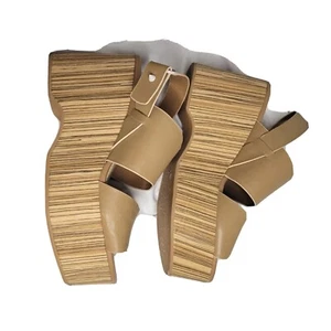 Kelsi Dagger Brooklyn Nash Chunky Platform Sandal Size 10 Tan 70s Retro - Picture 1 of 4