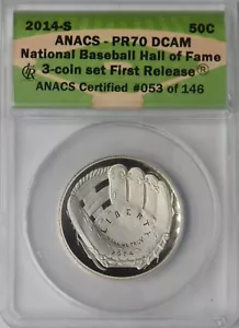 2014-S Baseball HOF Half Dollar ANACS PR70DCAM First Release ✪COINGIANTS✪ - Picture 1 of 2