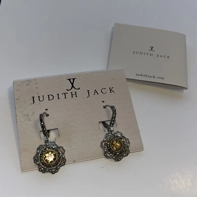Judith Jack Sterling 14k vermeil 石英耳环全新带标签 $195 — 第 1/4 张图片