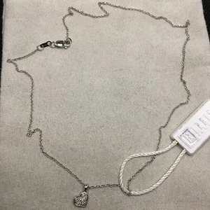 $1,200 I.REISS 14K oro blanco 0,06 quilates total Collar colgante corazón deslizante - Imagen 1 de 2