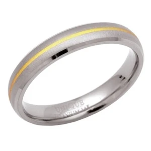 NEW 4mm Titanium & Gold Inlaid Court Band Ring Size L½ Jewellery - Picture 1 of 1