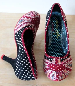 Irregular Choice Mutiny Black Multi Patchwork Patty Heels Pumps EU 38 UK 5 - Bild 1 von 6