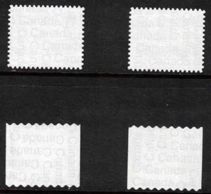 REPEATING 'CANADA' UNDERPRINTING PATTERNS. 4 DIFFERENT PATTERNS ON STAMPS. - Picture 1 of 4