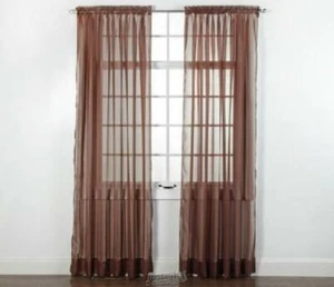 Style Master Elegance Voile Window Treatments Chocolate 60"W X 63"L - Picture 1 of 2