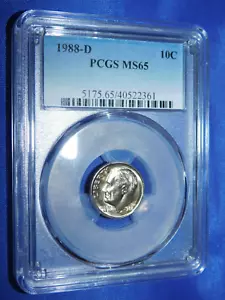 1988-D 10C Roosevelt Dime-PCGS #5175 Grade MS65--553-1 - Picture 1 of 3