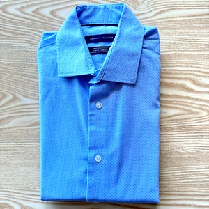 Tommy Hilfiger Small Shirt Mens Spotted Blue 20" Pit-to-Pit Designer 15" Collar - Picture 1 of 10