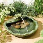 Smart Solar Ceramic Glazed Frog Garden Water Feature Fountain Bird Bath - Green