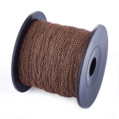 109yd/Roll Red Copper Iron Curb Chains Twisted Oval Link Cable Craft 3x1.6x0.5mm - Image 1 of 4