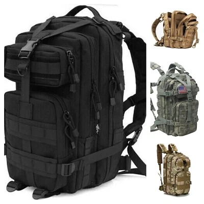 Solid Tactical Backpack 30L Military Molle Rucksack Waterproof Mens Bag Hiking - Image 1 of 4