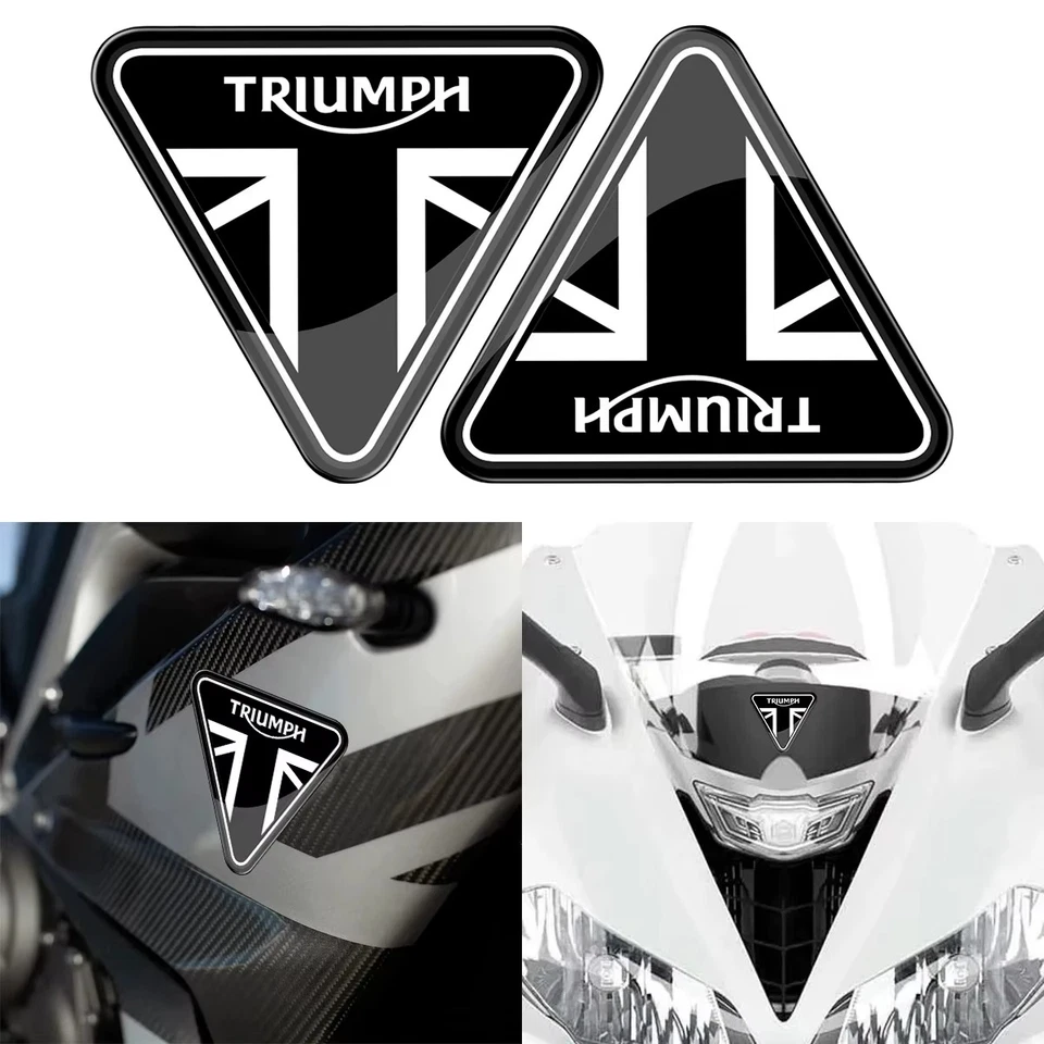 3D Triumph Logo X2 Pegatinas Moto Calcomanías Almohadilla Tanque/Logo Casco Moto Reino Unido stk Foto 1 de 2