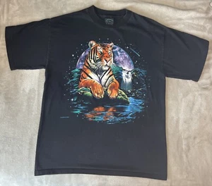 Vintage Habitat XCVI Tiger T Shirt Single Stitch Large Made In USA - Picture 1 of 14