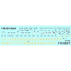 Decals Stencils for P-40E/M/K FOXBOT 72-011 Scale 1:72 - Picture 1 of 24