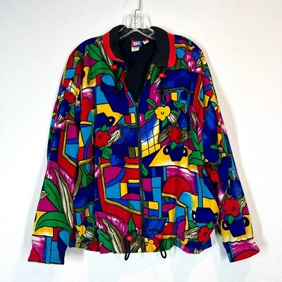 Tail Vintage Jacket Medium Colorful 90s Art Deco Full Zip Windbreaker - Image 1 of 4