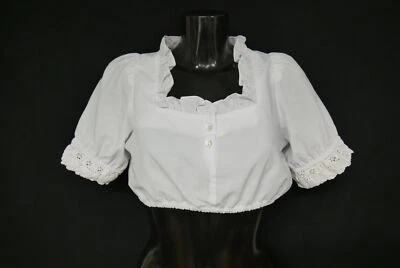 Gr.36 Dirndlbluse weiß Bluse für Dirndl Distler mit Spitze Rüschen B11039 - Bild 1 von 4