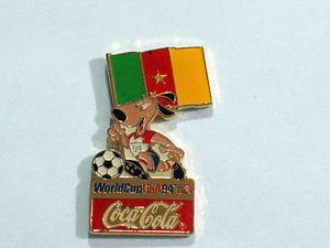 Cameron Soccer Team Pin, 1994 Soccer World Cup Pin Flag & Striker Dog Mascot - Picture 1 of 3