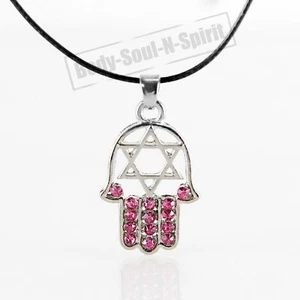 Collana NERA HAMSA “STELLA DI DAVID” con ciondolo amuleto cristalli ROSSO - Foto 1 di 1