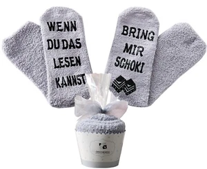 Schoki-Socken, Geschenk für Frauen, wenn du das lesen kannst, bring mir Schoki - Bild 1 von 6