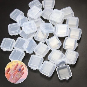 Mini caja de almacenamiento pequeña de plástico transparente 40 un. gancho joyería tapones para los oídos estuche contenedor - Imagen 1 de 13