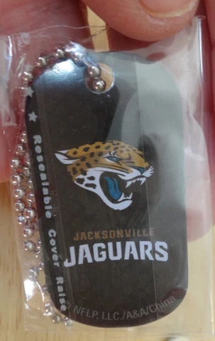 NFL Football Keychain Dog Luggage Tag w/ 4" Chain Jacksonville Jaguars Cover