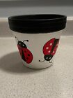 8 inch Made To Order Hand Painted Ladybugs Terra Cotta Clay Pot NEW