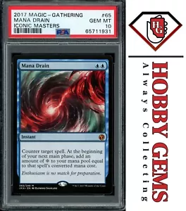MANA DRAIN PSA 10 2017 Iconic Masters Mythic 65 MTG - Picture 1 of 2