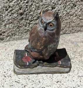 seltener Bronze Eule auf Buch vintage Wien Werkstätte Bosse ANSCHAUEN !!! - Bild 1 von 3